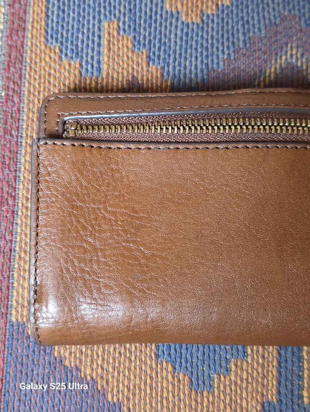 Fossil Liza Brown Leather Wallet Gold Hardware Bar Slim Bifold Clutch - Picture 8 of 16
